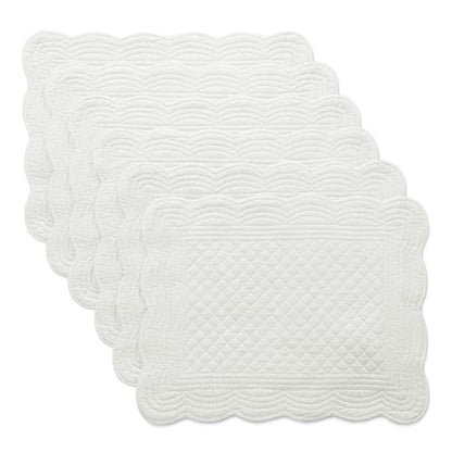 HOMBYS Quilted Placemats Set of 6 Washable-13x18 inches Rectangular Placemats for Kitchen Table-100% Cotton Fabric Rectangular Table Mats, (Cream White) - color: Cream White