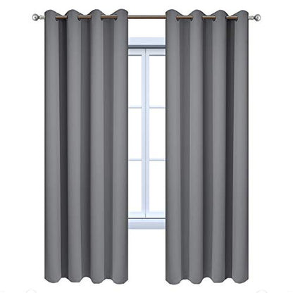 Yakamok Grey Room Darkening Curtains 52x96 inch Gray Grommet-Living Room - color: Grey, size: 52"W x 96"L (Pack of 2)