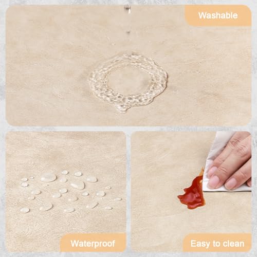 Vinyl Placemats Set of 4, Dual Sided Place Mats with Drink Coasters - color: Beige/Dark Gray Two-tone, size: Set of 4