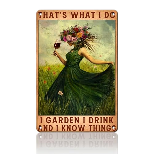PEACHGARDEN Funny Garden Metal Sign Women's Gift for Yard That's What I Do I Garden I Drink for Patio Porch Home Women Cave 8x12inch - color: Garden and Wine, size: 20X30cm(12*8in)