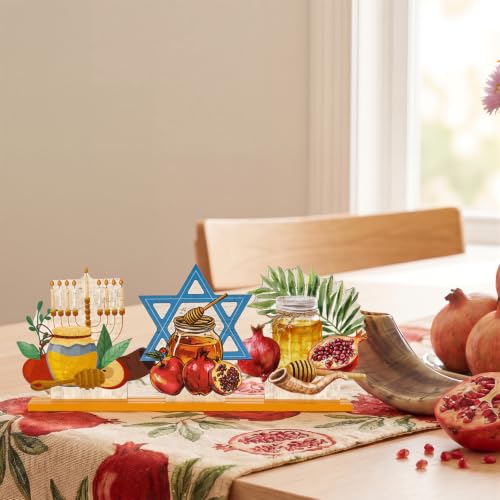 Smile Rosh Hashanah Wooden Tabletop Signs for Jewish New Year Home Decor - style: Hashanah