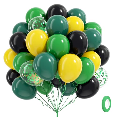 60pcs Tractor Balloons 12inch with Black Green and Yellow Balloons - color: Yellow Green Balck