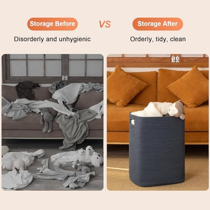 OIAHOMY Laundry Hamper Laundry Basket Cotton Rope Storage Baskets Blue - color: Blue