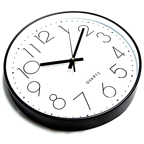 JUSTUP 8 Inch Modern Wall Clock, Silent Battery Operated Round Wall Clock - color: White