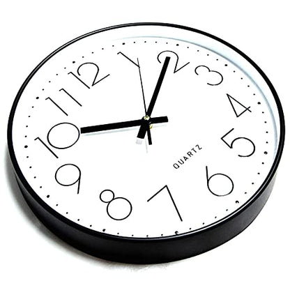 JUSTUP 8 Inch Modern Wall Clock, Silent Battery Operated Round Wall Clock - color: White
