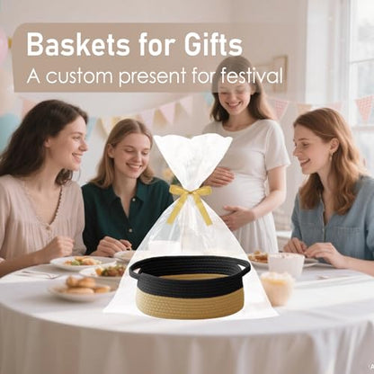 JMvicyroam Small Woven Basket, Empty Gift Basket, Black&Jute/1 Pack - color: Black&Jute, size: 1 Pack