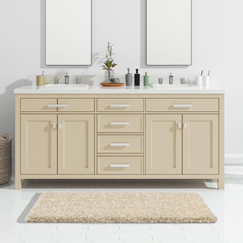 Yimobra Bathroom Runner Rug Non Slip Washable 56x24, Bath Mat, Beige&White - color: Light Beige and White, size: 56" X 24"