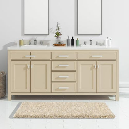 Yimobra Bathroom Runner Rug Non Slip Washable 56x24, Bath Mat, Beige&White - color: Light Beige and White, size: 56" X 24"