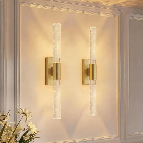 camuucci Battery Operated Wall Sconces Set of 2, Rechargeable Wall Lights - color: Gold, size: 20.9 Inches