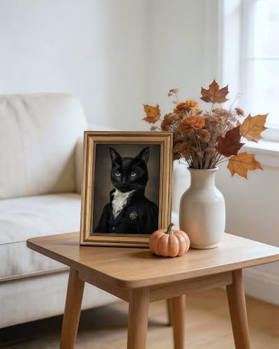 VIYYIEA Framed Vintage Halloween Wall art, Gothic Artwork, 10 x 8 Inch - color: Victorian Cat, size: 10"L x 8"W