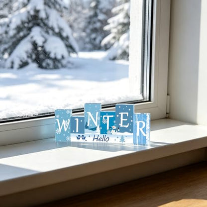 Merry Christmas Sign Winter Tiered Tray Decor Reversible Regalos De Navidad - color: small winter