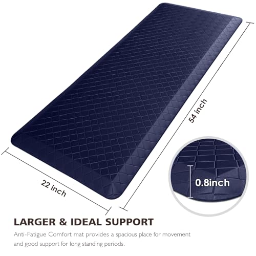 HappyTrends Kitchen Floor Mat - 4/5 Inch Thick Anti-Fatigue Kitchen Rug - color: Blue, size: 54"L x 22"W x 0.8"Th
