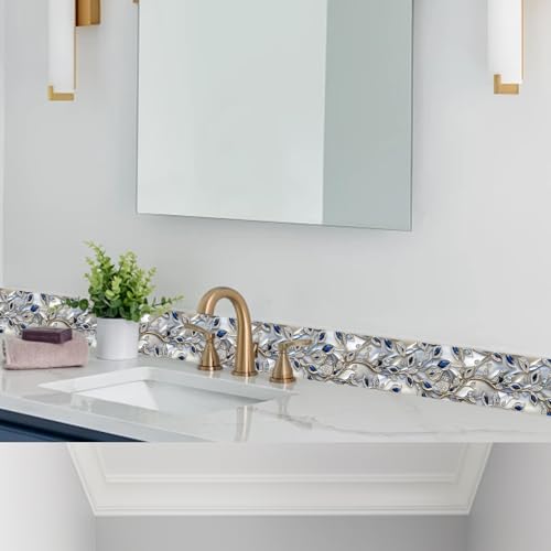 HOMETITUTE Peel and Stick Wallpaper Border 4x196in Metallic Leaf Pattern - color: vine