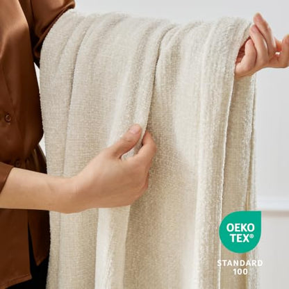 BEDELITE Soft Cozy Chenille Knit Throw Blanket with Tassel,Farmhouse Boho - color: Cream, size: Throw(50"x60")