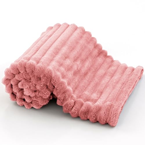 BEDELITE 3D Ribbed Pink Baby Blankets for Boys Girls 30"x 40" - color: Dusty Pink, size: Kids(30"x40")