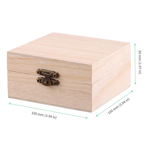FUNSUEI 20 PCS 3.94 x 3.94 x 1.97 Inch Unfinished Wooden Box, 10x10x5cm Square Small Wood Box with Hinged Lid, Natural Small Wooden Jewelry Boxes for Crafts, DIY, Storage Treasure, Homade Gift - color: Wood Color, size: 20PCS 3.94x 3.94 x1.97 In