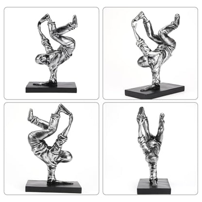 Resin Street Dance Figurine Silver Dancing Man