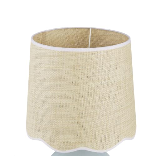 21"H Sky Blue Ceramic Table Lamp with Beige Faux Rattan Drum Shade - color: Sky Blue