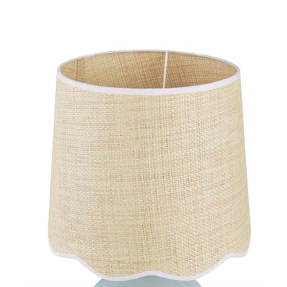 21"H Sky Blue Ceramic Table Lamp with Beige Faux Rattan Drum Shade - color: Sky Blue
