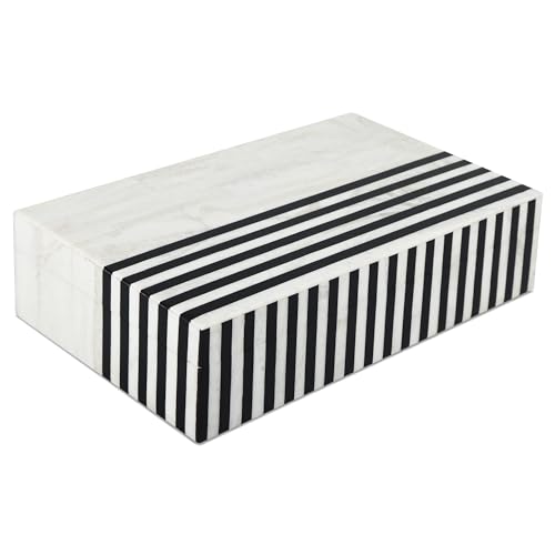 Handicrafts Home Large Decorative Storage Box with Lid – Black White Modern Storage Box, Remote Control Organizer for Coffee Table, Console & Living Room Decor – Mono Lead 12 x 6 x 2 - color: MONO-LEAD, size: 10 x 6 x 2.5 Inches
