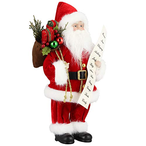 Uten 12" Santa Claus, Christmas Decorations Figurine Figure Decor with List and Gifts Bag for NEW Year Holiday Party Home Decoration - size: 12"(1)