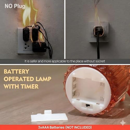 Small Battery Operated Lamp with Timer, Jelly Red - color: Jelly Red