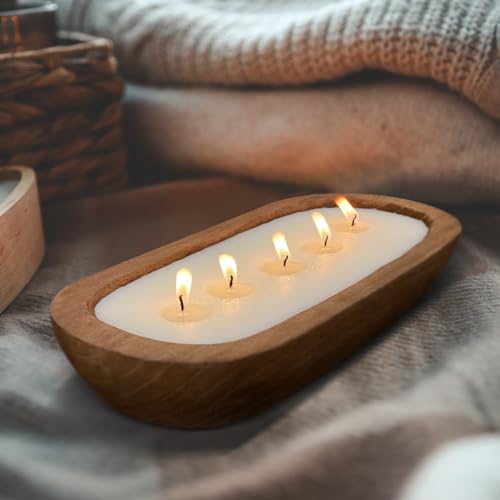 Aromatherapy Candle, SEVEYEE Vanilla Candle 5wicks 16oz, Large Wooden Bowl Candles for Women,Girl Birthday Gift,12inch - size: 12 inch Bowl Vanilla