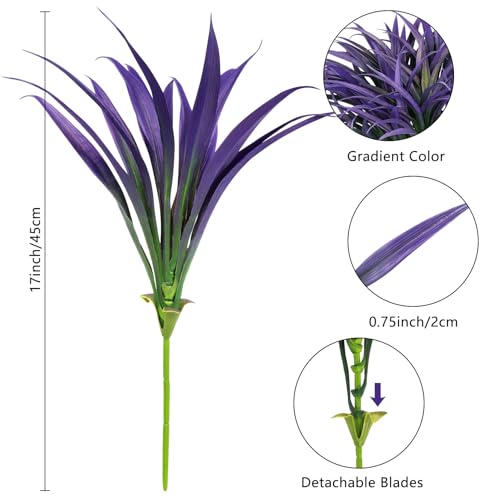 Ouddy Decor 20 Pcs Fake Outdoor Plants Artificial Grass Stems, Purple - color: Purple
