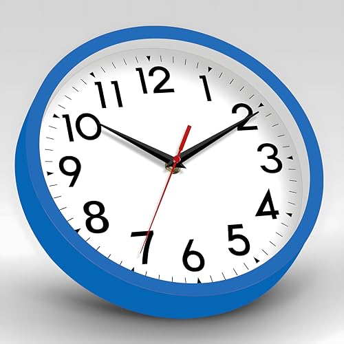 DAXSMY 8 Inch Wall Clock, Battery Operated Silent Non Ticking - color: H-blue, size: 8"