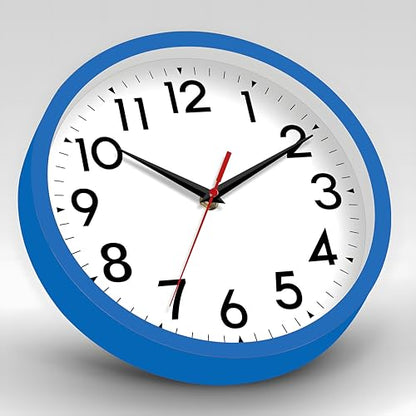 DAXSMY 8 Inch Wall Clock, Battery Operated Silent Non Ticking - color: H-blue, size: 8"