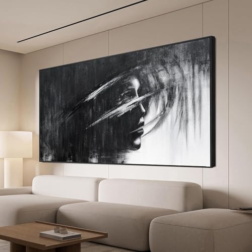 Abstract Wall Art Decor Large Wall Art Pictures for Living Room Black and White Abstract Wall Art Decor Large Framed Artwork for Walls Modern Canvas Wall Art Prints Bedroom Office Wall Decor 29" X 59" - color: QLS-V, size: 59"L x 29"W