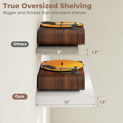 Venusmiles 12 inch Deep Floating Shelves for Wall, 72" Wide, White, 2-Pack - color: White Finish, size: 72"w x 12"d, 2p