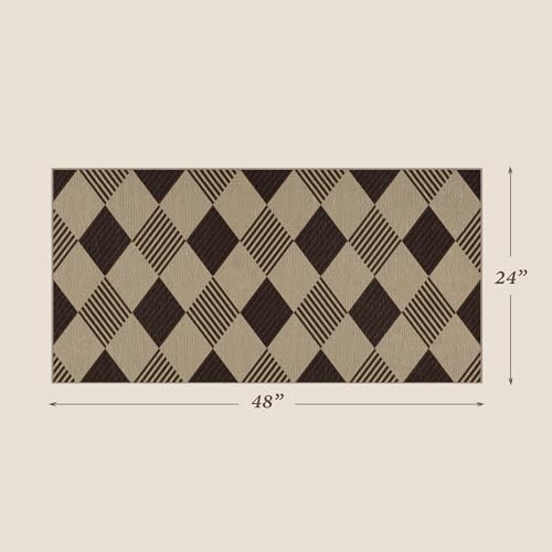 JTJ Easy Jute 2x4 Entryway Runner Rug, Washable Non Slip, Diamond - color: Tan Diamond, size: 2' x 4' (Rectangular)
