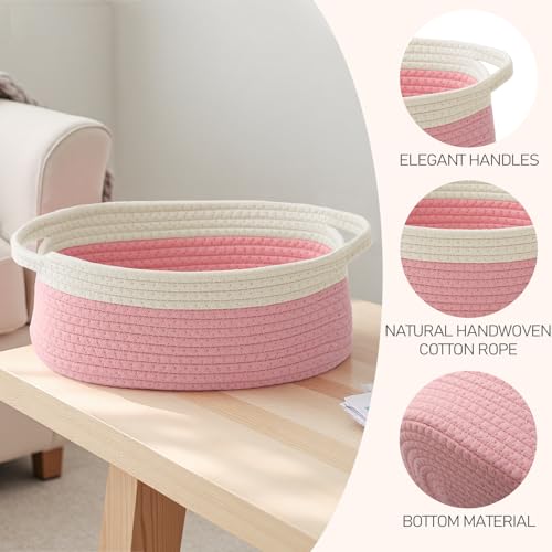 JMvicyroam Small Woven Basket, Empty Gift Basket, White&Pink/1 Pack - color: White&Pink, size: 1 Pack