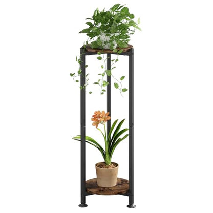 2 Tier Plant Stand Indoor Corner Tall Round Shape Plant Shelf