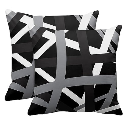 Emvency Throw Pillow Covers Set of 2, 16 x 16 Inch, Stripes Retro Gray - color: Black White, size: 16" x 16" (Pack of 2)