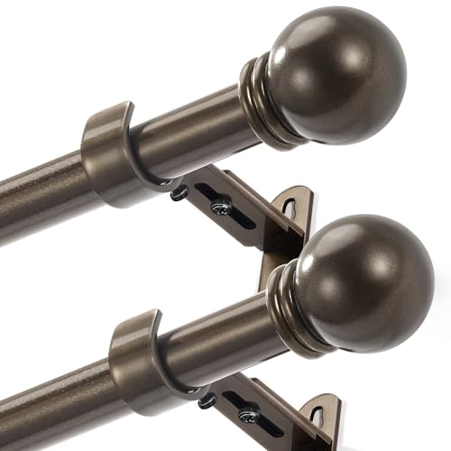 Curtain Rods for Windows 16-48", 6/8 In Brown Curtain Rod, 2 Pack - color: Brown, size: 48" - 6/8'' rod - 2 Pack