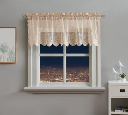 Warm Home Designs Luxury Lace Gold Crochet Valance. SIC Linen Valance - color: Linen, size: 54"W x 18"L (Pack of 1)