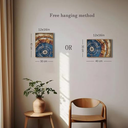 BingruiArt Faux Wood Tree Ring 02 Canvas Wall Art 12x16 Framed - color: Tree Ring - 02, size: 16"L x 12"W