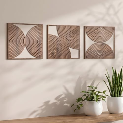 Yerliker 3 Pcs Modern Wall Decor, Mid Century, 11.8 x 11.8 x 0.2 Inch - size: 11.8 x 11.8 x 0.2 Inch, style: Mid Century