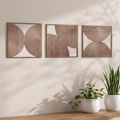 Yerliker 3 Pcs Modern Wall Decor, Mid Century, 11.8 x 11.8 x 0.2 Inch - size: 11.8 x 11.8 x 0.2 Inch, style: Mid Century