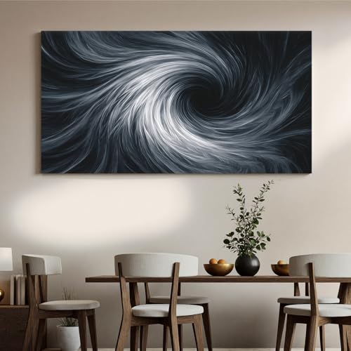 YISXINOAG Black White Abstract Wall Art Modern Spiral Painting 29"X58" - color: black white, size: 58"L x 29"W