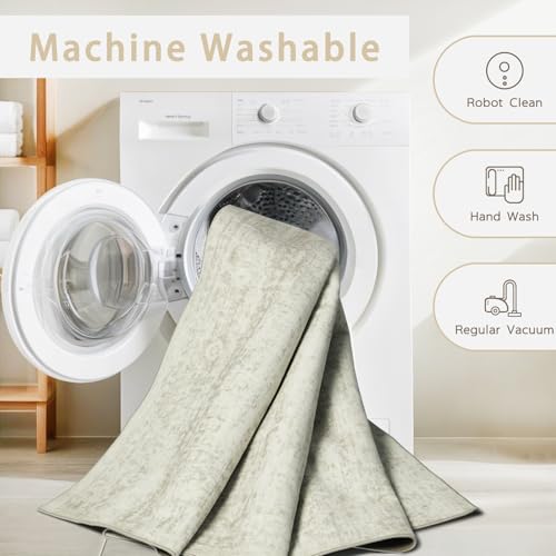Washable Rugs 6x9 Area Rugs for Living Room,Bedroom,Dining Room-Beige Green - color: Beige-green-grey, size: 6' x 9' (Rectangular)