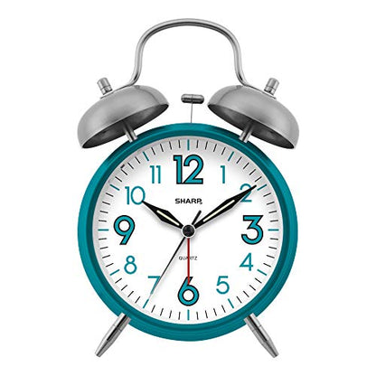 Sharp SPC851 Twin Bell Alarm Clock, Teal - color: Teal