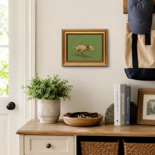 Vintage Gold Framed Dog Wall Art Whimsical Animal Pictures Wall Decor - color: Dog, size: 10"L x 8"W