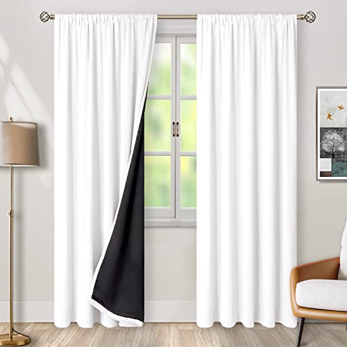 BGment Pure White Blackout Living Room Curtains 84 inches Long for Bedroom - color: Pure White, size: 52"W x 84"L (Pack of 2)