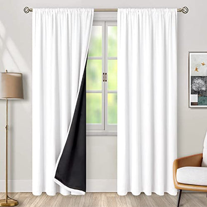 BGment Pure White Blackout Living Room Curtains 84 inches Long for Bedroom - color: Pure White, size: 52"W x 84"L (Pack of 2)
