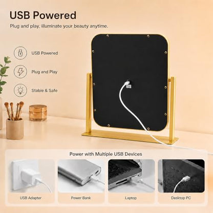 Vanity Mirror with Lights,LED Makeup Mirror,Gold,14.8“x12.6”