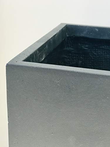 Kante Accent Column Square Charcoal Concrete Planter 23.6" H, Outdoor - color: Dark Gray, size: 23.6" H