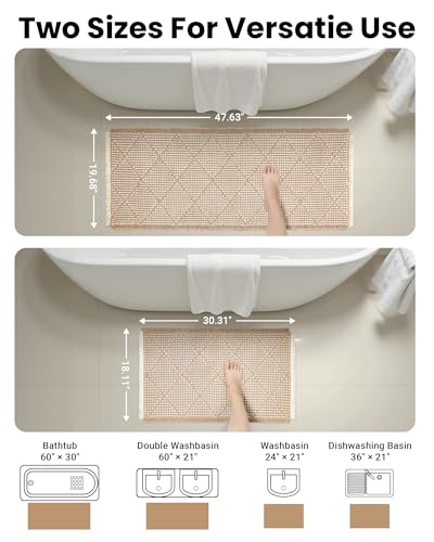 Furicher Waffle Bath Mat Set, Non Slip Bathroom Rugs 2 Piece, Brown & White - color: Brown & White